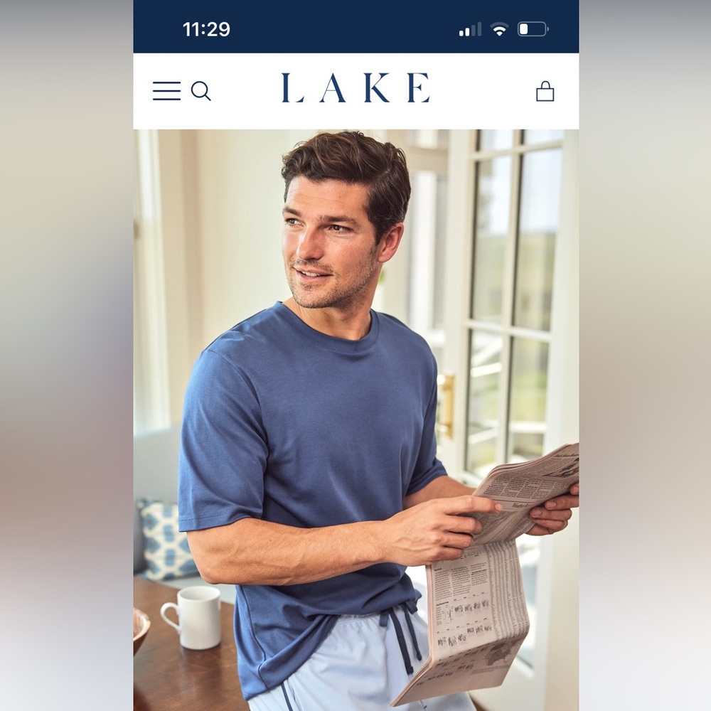 NWOT Men’s LAKE pajama sleep shirt true navy